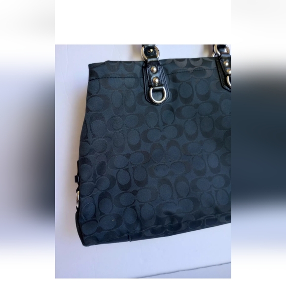 Coach Ashley Signature Carryall Shoulder Tote Bag Purse F15510 Black See… - Picture 10 of 16